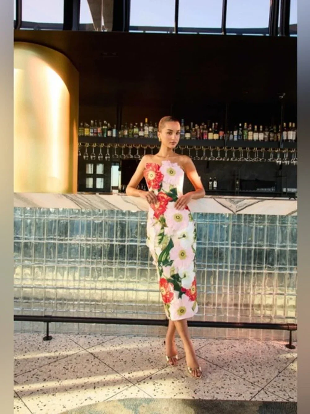 Elliatt Solara Strapless Midi Dress in Pink Floral Size XS NWT - Picture 2 of 6